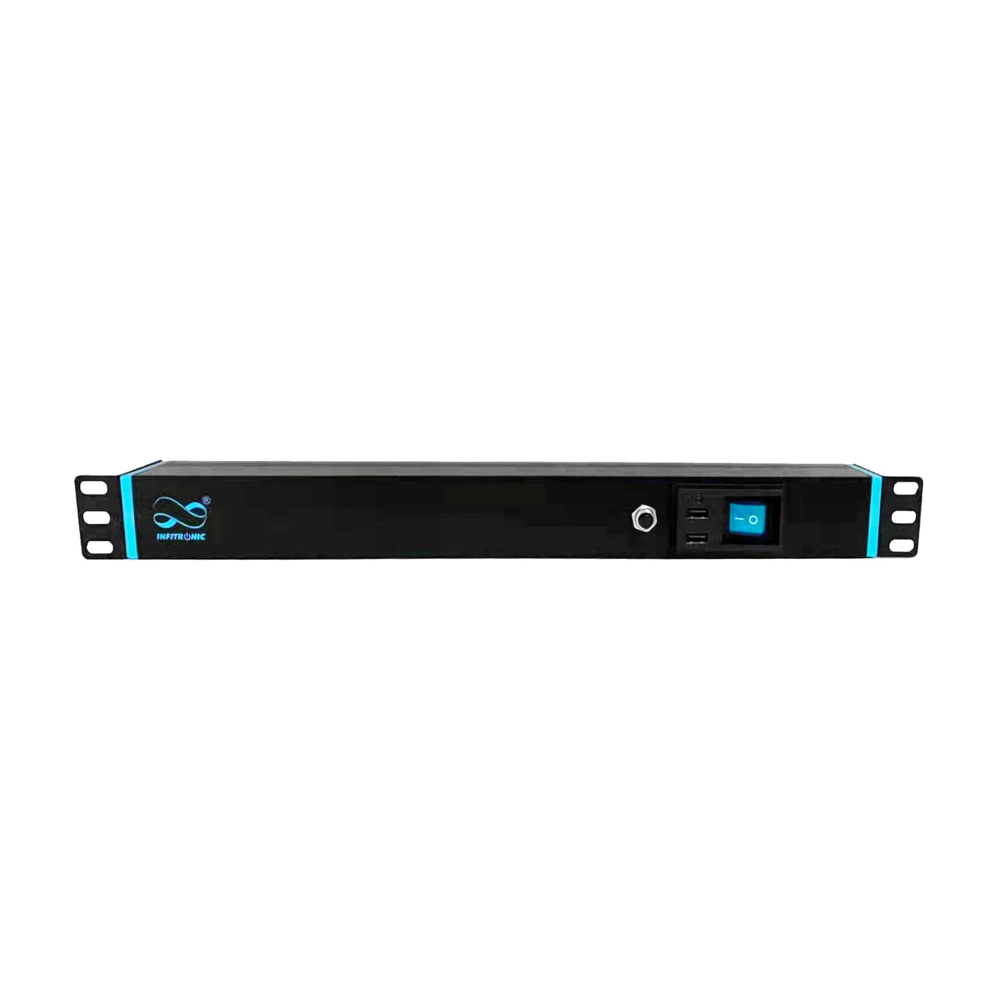 Infitronic - INSV1010-19 pollici PDU 8x 1U Ciabatta elettrica Power Twist con protezione da sovratensione + 2 x USB Charging