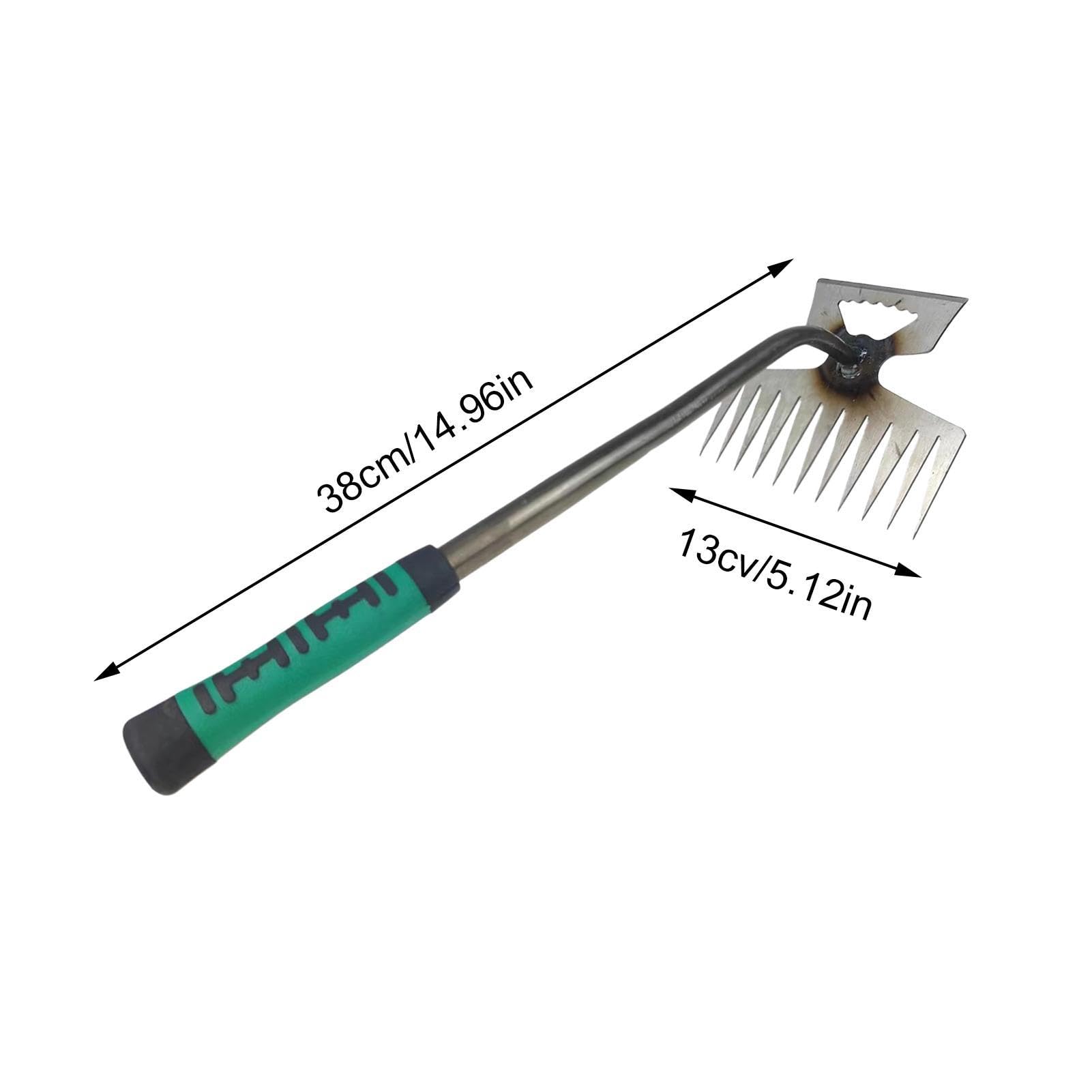 YIZHIXIANGQ Désherbeur Manuel Arrache-Racine – Outil De Jardinage En Acier Inox 2 Dents, Parfait Pour Mauvaises Herbes Tenaces !