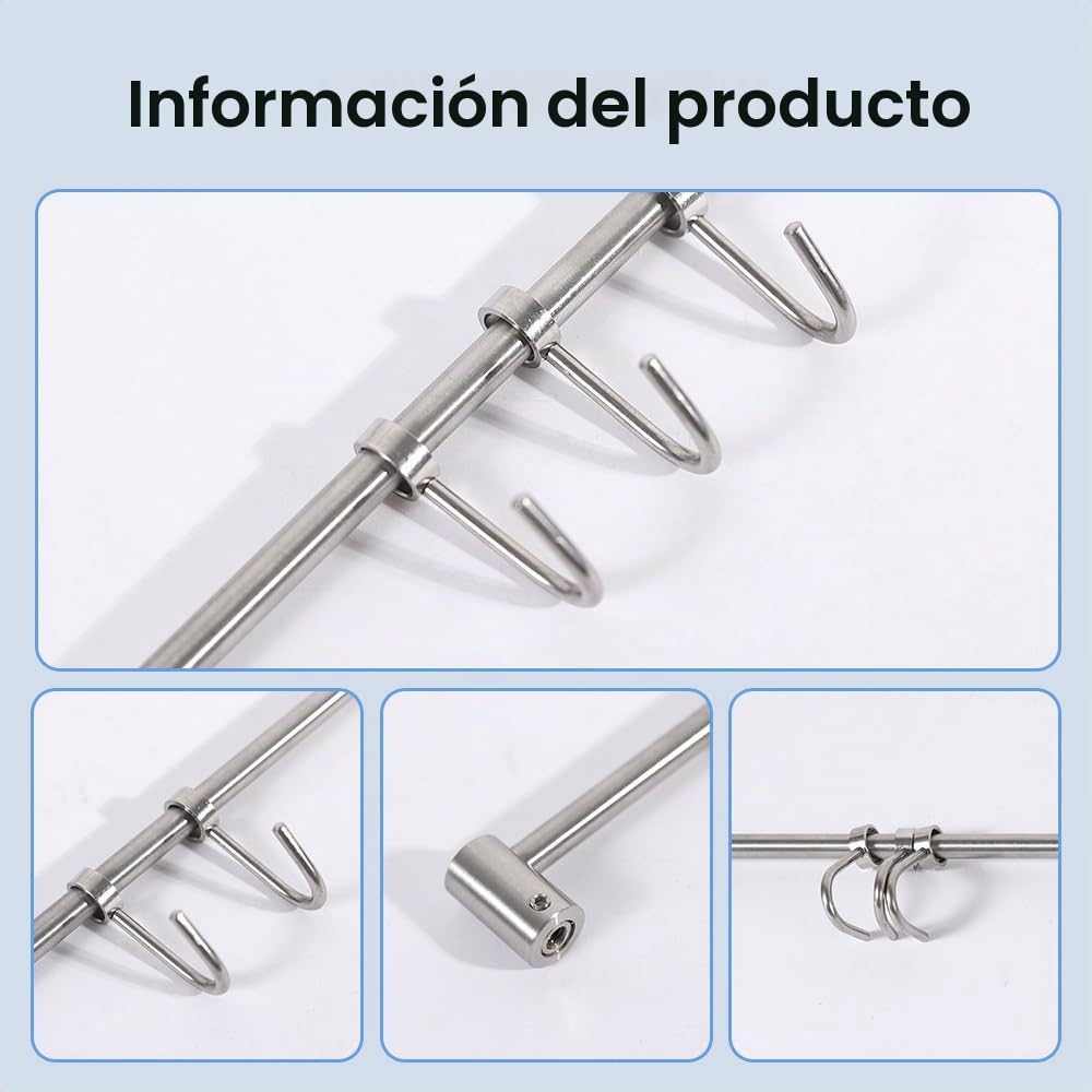 12 ganchos barra de utensilios de cocina de acero inoxidable,Colgador de Utensilios de Cocina