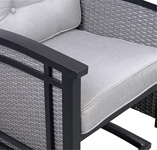 Pebble Lane Living 9Pc Palmetto Aluminum And Wicker Swivel Rocking Patio Dining Set - Black #TOP6