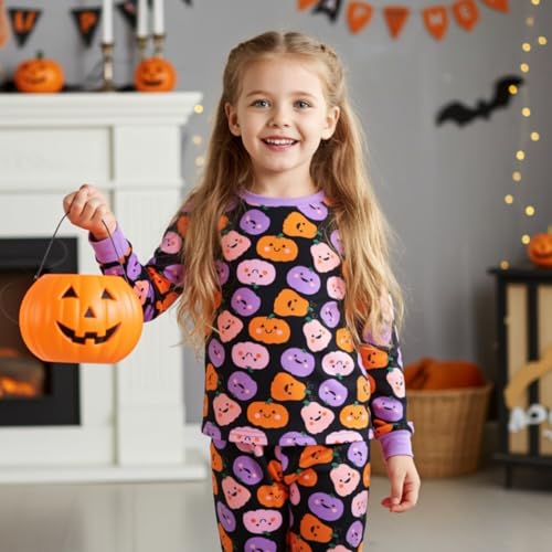 PATPAT Kids 2 Pieces Pajama Sets with Bamboo Viscose,Snug Fit Pjs for Girls,All-Season Comfort Sleepwear, Ages 2-12 Years2