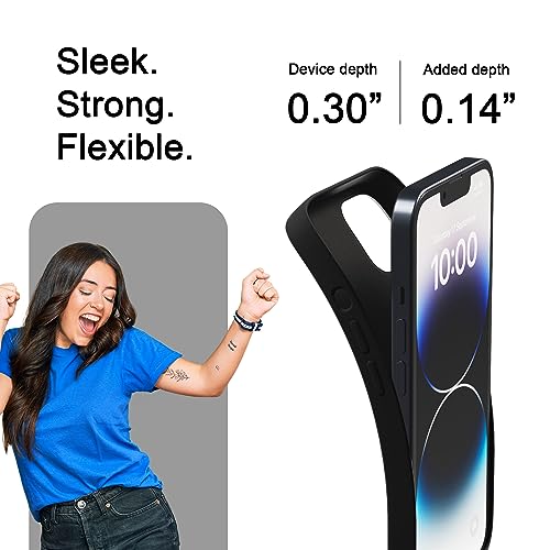 Image of amazon basics Liquid Silicone Case for iPhone 13| Shockproof, with Drop and Camera Protection | Soft Microfiber Lining Inside| Silicone Cover for iPhone 13 - Black
