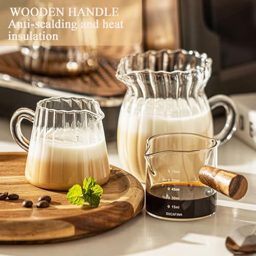 Image of 100ml Espresso Cup, Espresso Measuring Cup with Wooden Handle, Precise Espresso Shot Cups for Home Baristas, Professional Coffee Measuring, Cooking and Cocktail Making