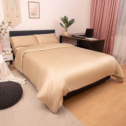 Laurel & Mason 100% Bamboo Luxury 4 Piece Duvet Set, Deluxe Bedding with 2 Pillowcases