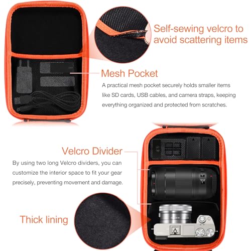 Funda rígida para cámaras Sony Alpha y Canon R Negro con cremallera naranja miniatura 5