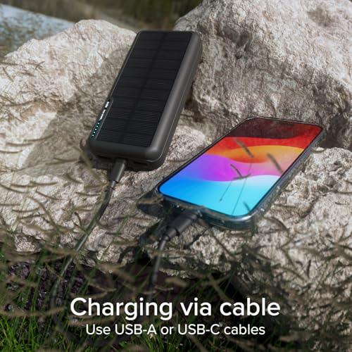 Sbs Solar Powerbank, 20.000Mah, Power Bank Con Pannello Solare, Ricarica Rapida, Intelligent Charge (Ic), Led Di Carica, USB-C, USB-A, Caricabatterie Portatile Da Viaggio, Design Compatto, Nero - 8