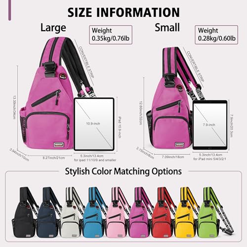 Image of Geestock Convertible Sling Bag for Women Men, Lightweight Crossbody Backpack Daypack Chest Bag Fit 10.9 inch Tablet for Travel, Sport, Hiking & Commute, Purplishred, 8.27inx3.94inx13.39in
