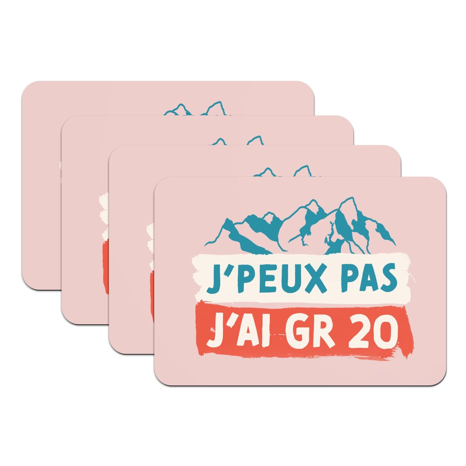 4 Sets de table Rose GR 20 Randonnée Corse en caoutchouc grand format