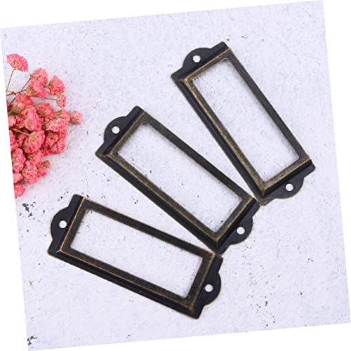 Nuobesty 24Pcs Drawer Label Box Queen Metal Frame Furniture Grippers Metal Brackets Frame Holder Metal Holder Drawer Medicine Chest Label Holders Drawer Tag Frame Copper Label Frame Large #TOP4