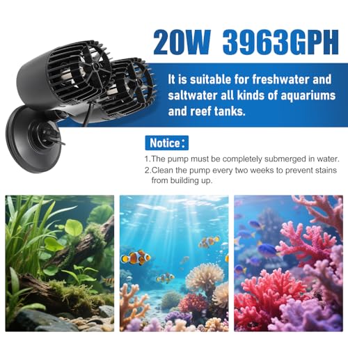Image of DaToo 3963GPH Mini Aquarium Circulation Pump Ultra-quiet Fish Tank Wave Maker With Suction Cup 360 Degree Rotatable Aquarium Power Head Submersible Water Pump For Freshwater And Saltwater