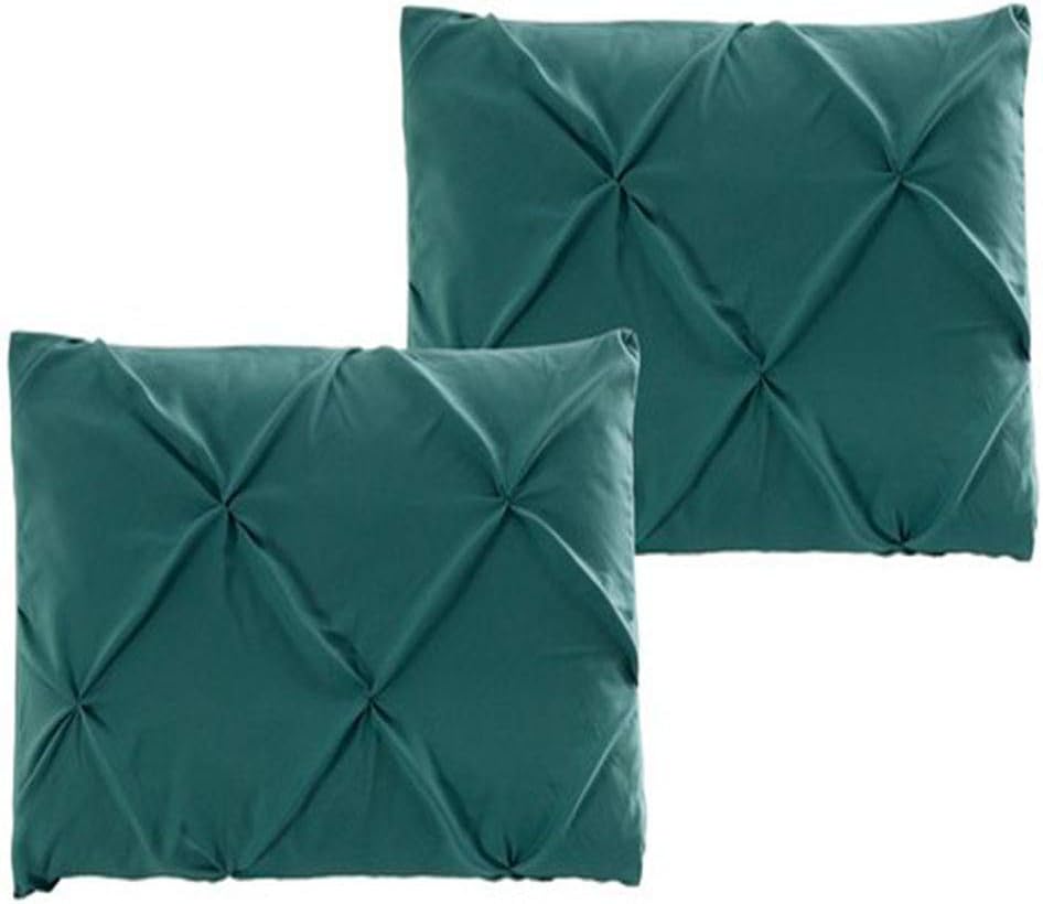 Blancho Bedding California King Teal Oxford Double Needle Luxury Soft Pinch Pleated Comforter Set