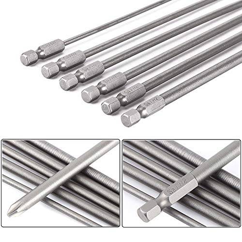Image of Saiper 6pcs Magnetic Cross Head Screw Driver Bit 1 /4 Inch Hex Shank Phillips Screwdriver Set Bits Power Tools, 150mm / 5.9-inch Length
