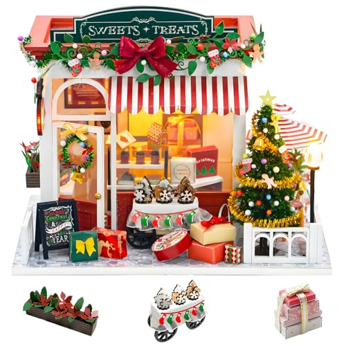 Roroom DIY Miniature and Furniture Dollhouse Kit,Mini 3D Wooden Doll House Craft Model with Dust Proof Cover and Music Movement,Christmas Valentine's Day Birthday Gift(PC2319)