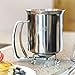 Newest Improved Pancake Batter Dispenser with Lid-Stainless Steel-Professional Kitchen Tool-Great for Baking,Cupcakes,Muffins-Cooking Crepes,Waffles- Easyflow Spout -Measuring Gauge in Mls and cups.