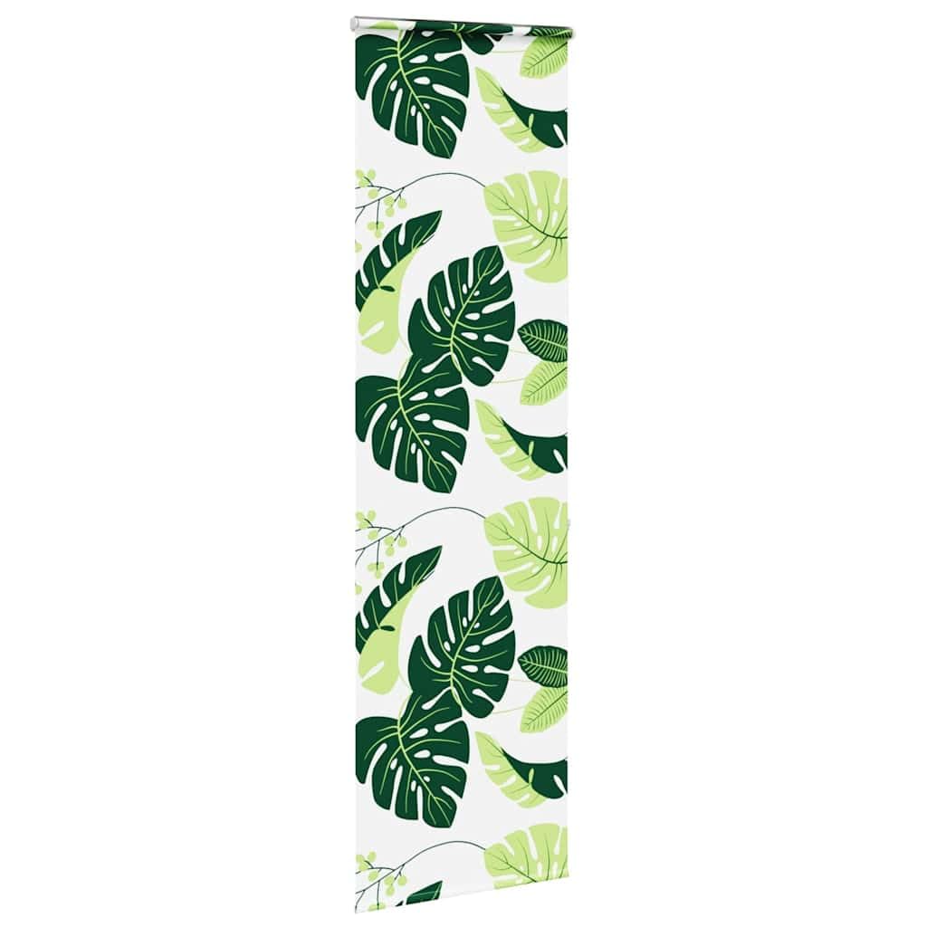 Roleta prysznicowa z kasetą 70 x 240 cm, wodoodporny materiał PEVA, szerokość materiału 66 cm, wzór zielonych liści, do łazienki, wnętrz, łatwy montaż