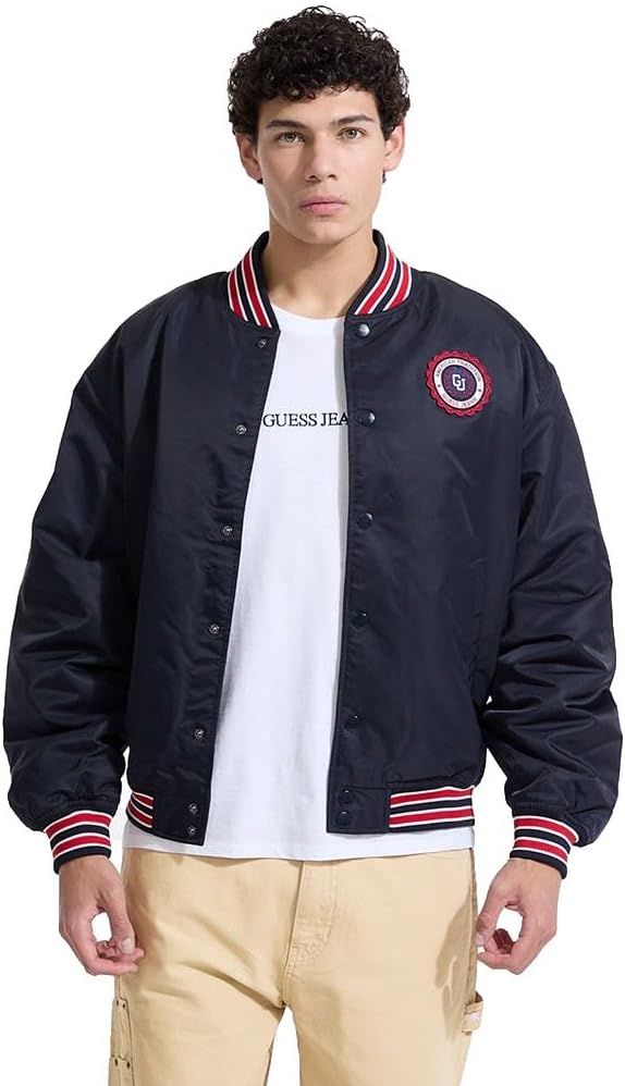 Jeans Varsity Embro Patch Jacket L Blue