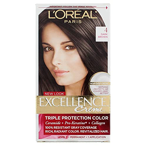 Image of L'Oreal Paris Excellence Triple Protection Permanent Hair Color Creme, Dark Brown [4] 1 ea (Pack of 8)