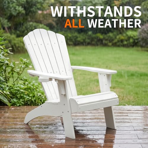 Image of Psilvam Oversized Adirondack Chairs with Cup Holder, White