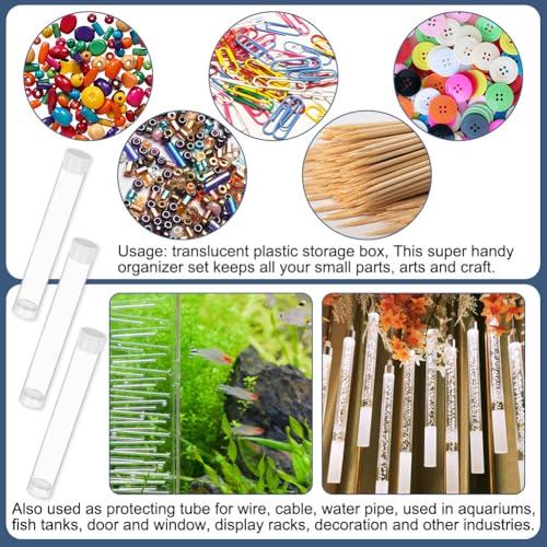 Image of AHANDMAKER 100 pcs PVC Plastic Tube Storage Tube Bead Containers with lid, Transparent Storage Test Tubes for Sample, Toothpicks Bead Craft Supply Storage (3.17 x 0.43 inch)