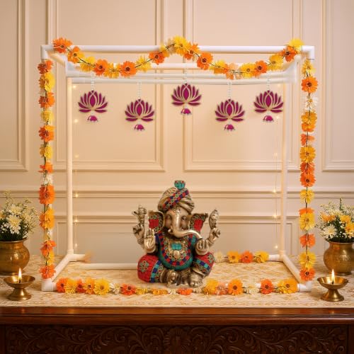 Image of SpecialYou.in Ganpati Decoration Setup for Home with Ganpati Decoration Backdrop PVC Cubic Stand, Backdrop Stand for Decor, Ganesh Decorations Items for Home Decor-1 Set