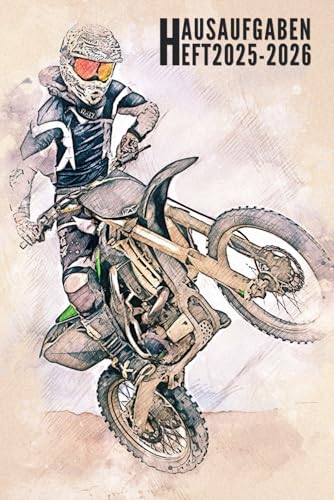 Hausaufgabenheft 2025/2026: Motocross - Schulplaner Fuer Grundschule, Gymnasium, Maedchen, Jungen, Teenager | Viel Platz Fuer Fa