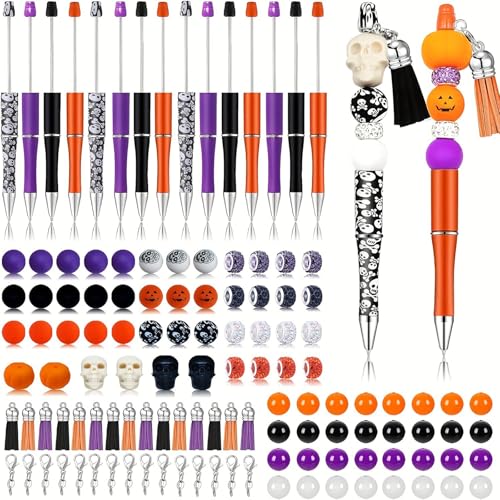 Stylo à bille Halloween avec mousqueton et pompon pour enfant lot de 123