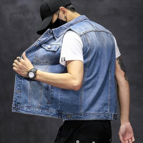 Men's Denim Vest Sleeveless Jacket Slim Fit Vintage Casual Summer Jean Vest4