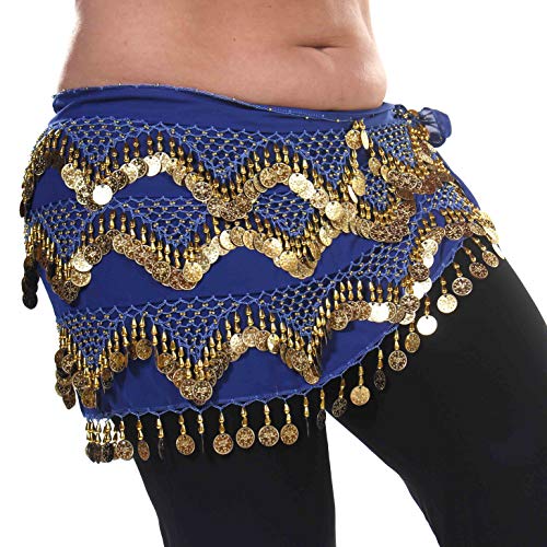 Belly Dance Plus Size Chiffon Colorful Bead & Coin Hip Scarf | WINDING WINDS
