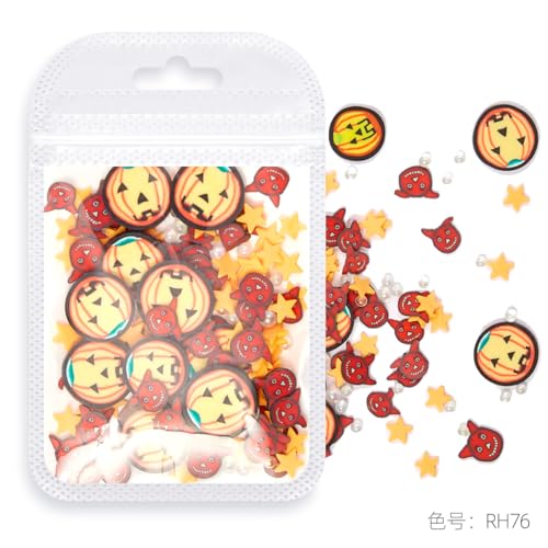Image of 4 Bags Halloween Nail Charms 3D Mini Pumpkin Eyeball Ghost Bat Monster Charms for Nails Design Nail Slices Nail Decorate for Women Girls DIY Nail Art Decoration and Used for Decoration of Handicrafts