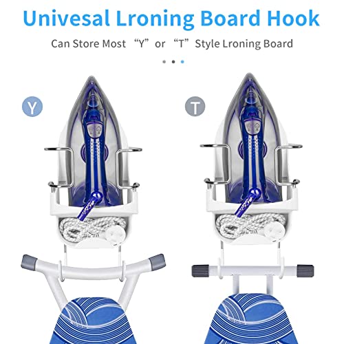 Ironing Board Hanger Wall Mount, Electric Iron Holder Laundry Room Iron And Ironing Board Storage Organizer Shelf With Removable Hooks For Household Bathroom Cabinet - For Less Than 5 Inch Width #TOP1