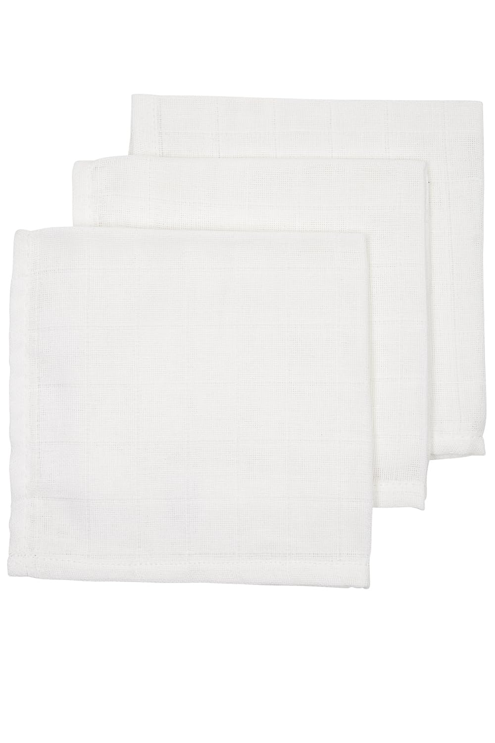 Meyco Baby Waschtücher Musselin - 3er Pack - 30x30cm - Musselin Waschlappen - 100 % weiche Baumwolle - Oeko Tex zertifiziert - saugfähig, hautfreundlich & schnelltrocknend - Uni - Weiß