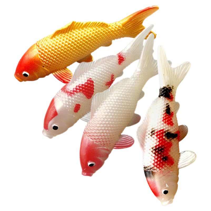 VICASKY 4pcs Lifelike Simulated Koi Fish Tank Decorations for Large Aquariums Realistic Ornaments Intricate Details