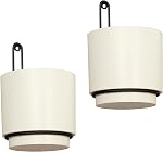 2 Pcs Wall Mounted Hanging Planter Vase for Indoor and Outdoor Plants Modern Metal Wall and Ceiling Planter Minimalist Flower Pot (White, 5.91 inch)