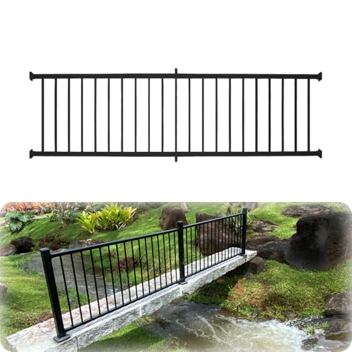 Weatherables 36 in. H x 8 ft. W Stanford Deck Railing Kit – Aluminum Porch & Balcony Railing Kit with Black Powder-Coated Finish, Adjustable Outdoor Hand Rail System