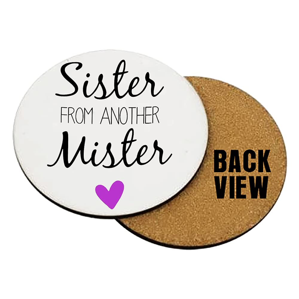 Sister from another mister themed Birthday Gift Coaster, Tableware, Drinks Coffee-Tea Coaster. (Round Coaster MDF)