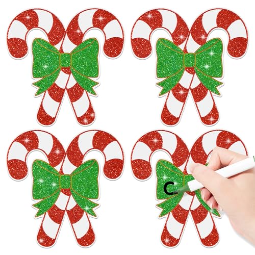 Image of 100Pcs Christmas Candy Cane Paper Cutouts, Glitter Candy Cane Cutout Decorations DIY Xmas Bulletin Board Winter Candy Cutouts Decorations Xmas Birthday Classroom Game Day Wall Decor Supplies