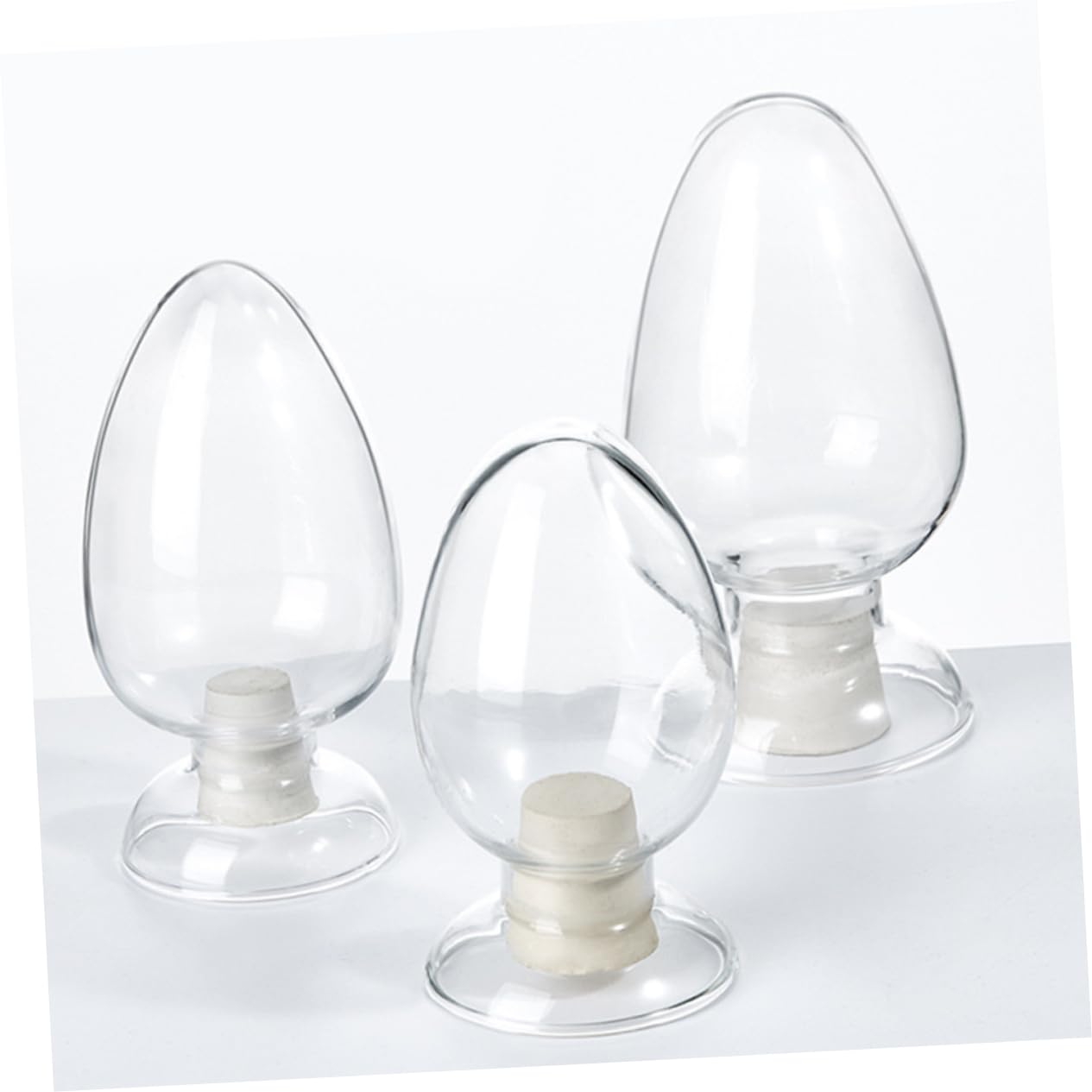 Cabilock 3 Piezas botella de vidrio terrario terrarium tarro de muestra botella cónica transparente cónico botella de corazón de pollo botella de semillas frasco gel de sílice