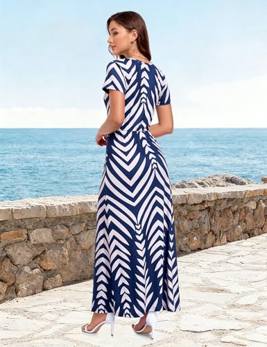 Image of Lacavocor Womens Short Sleeve Maxi Dresses Empire Waist Long Dress