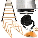 Ulimate Speed Training Set - Agility Ladder, Bungee Resistance Cord, 4 Adjustable Hurdles, 12 Sport...