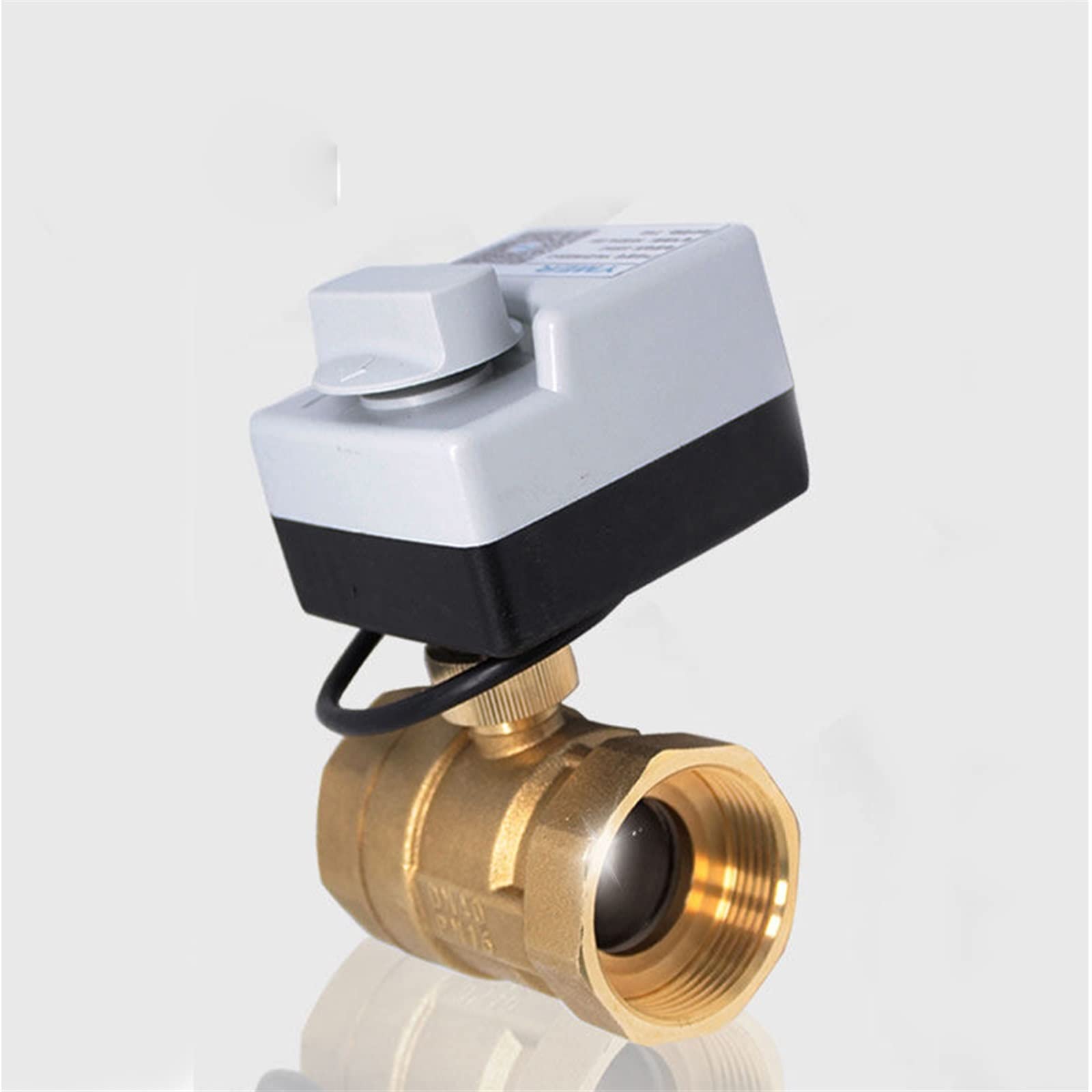 Válvula de bola motorizada de latón de 3 cables, actuador eléctrico de dos controles, 3 vías/2 vías con interruptor manual (tamaño: DN25, color: 220VAC_2 vías)