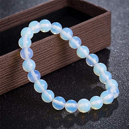 Bracelet en pierre de lune naturelle 8mm avec perles rondes en cristal