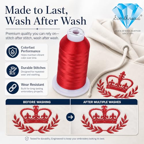 Image of Simthread 5500Yds /5000M 40WT Polyester Embroidery Thread Raspberry S083 | High-yardage 5000M spool offers smooth feeding and stable 40WT polyester thread for home and commercial embroidery machines.