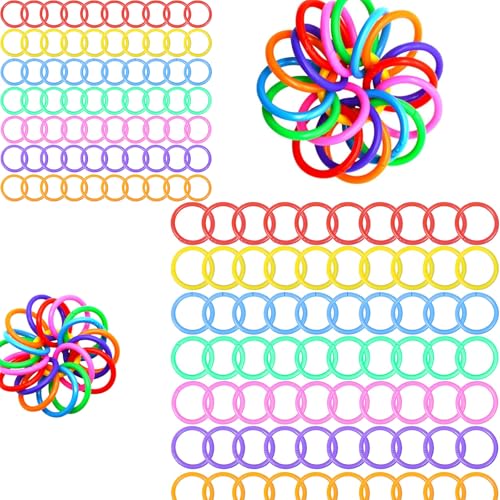 eudoraakm Lot de 140 Anneaux de Reliure en Plastique - 2 Tailles (22mm & 28mm) et 7 Couleurs Vives - Accessoires pour Cahiers, Cartes Mémoire, Bricolage et Organisation Scolaire