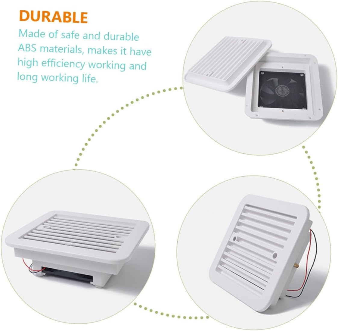 12v Rv Ventilation Fan 8-inch Exhaust Outlet Fan with Blades Quiet Bathroom Roof Vent Replacement Part for Camper Van Airflow