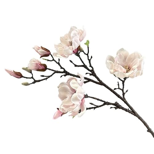 WLH Alexanders 3pcs Artificial Magnolia Flowers Stems for Spring Decoration Faux Magnolia Branches with Buds for Decor faux flower(Rose)