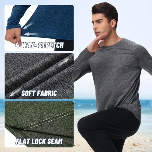 3 Pack Long Sleeve Shirts for Men - Quick Dry and Lightweight