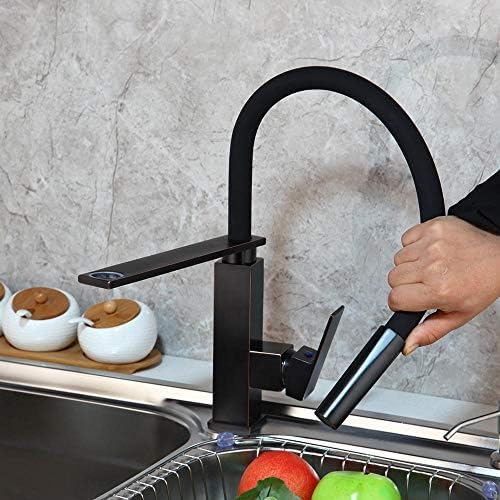 Mitigeur d'évier haut de gamme au design moderne noir mat pivotant