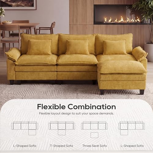 Image of URRED Oversized Modular Sectional Sofa,Yellow:122 inch L Shaped
