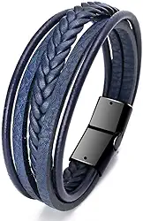 Pulseira de punho preta cravejada Boho feita à mão com fio duplo para homens, presentes de Natal, presentes de amizade, mulheres