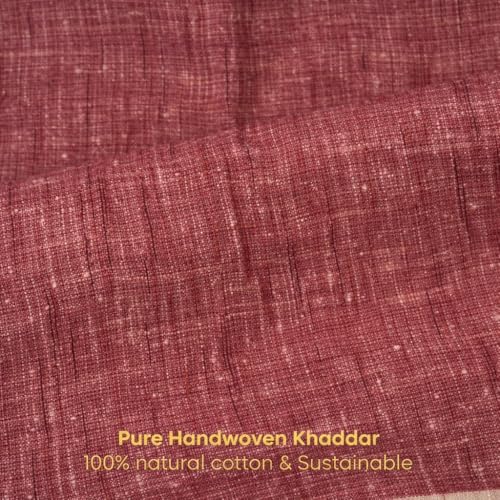 Image of Unstitched Cotton Fabric for Men and Women - Light Weight Trending Self Pattern Khadi Cotton Fabric Material (5 Meter, Radish Pink)